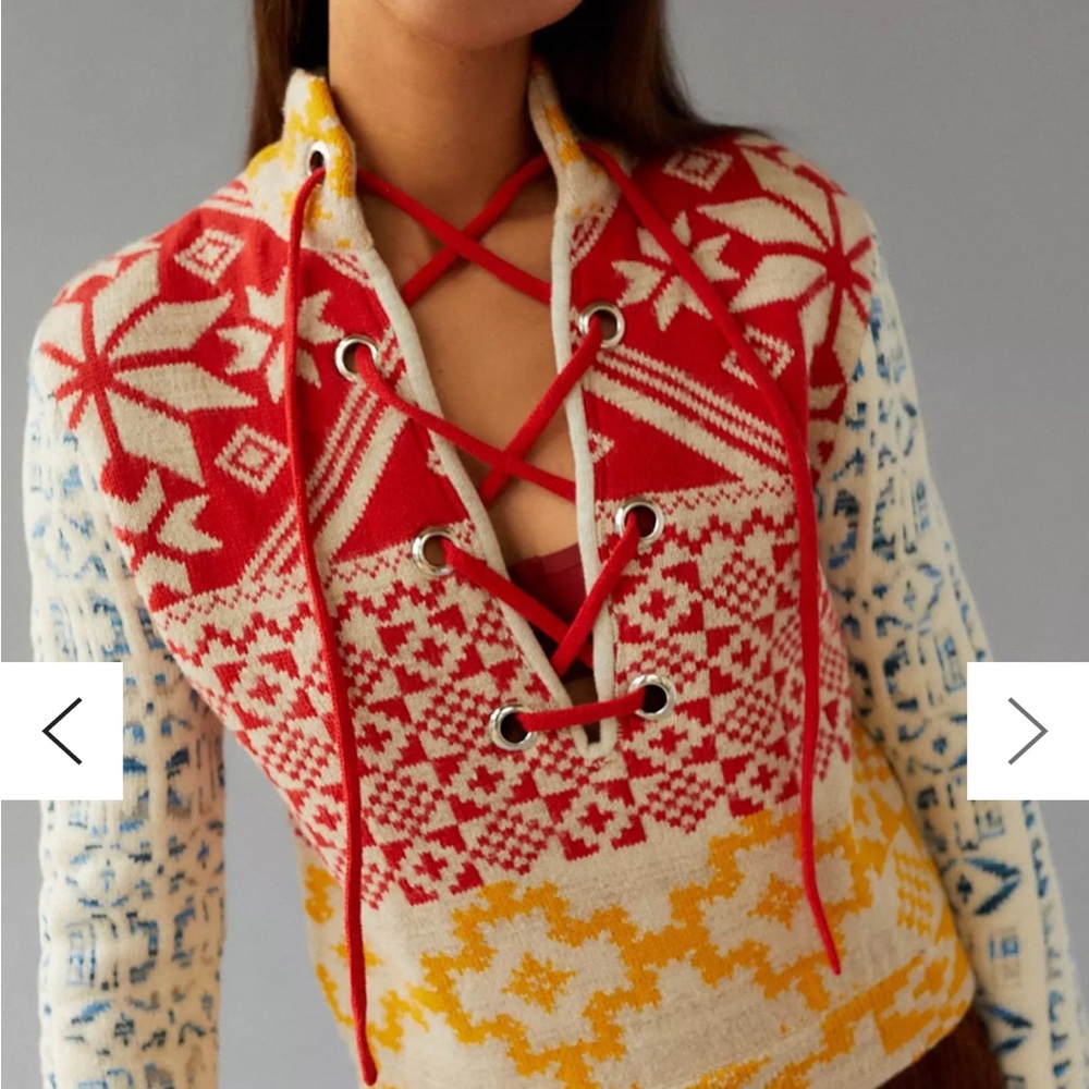 BDG Rian Lace-Up Sweater

BDG Red and Yellow Patterned Sweater